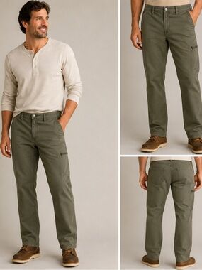 Weatherproof Vintage Straight Fit Utility Pants Olive Green Men's 38x32